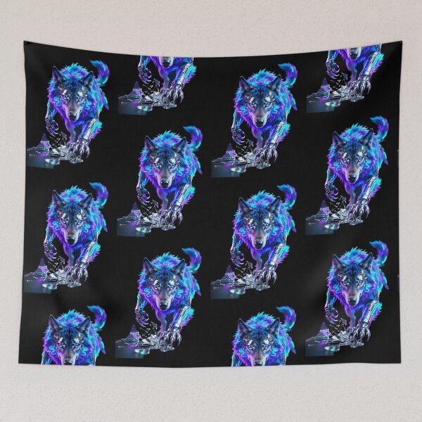 Item preview, Neon Cyber Wolf Rising Beyond All Human Limits designed and sold by gutfeelgraphic.
