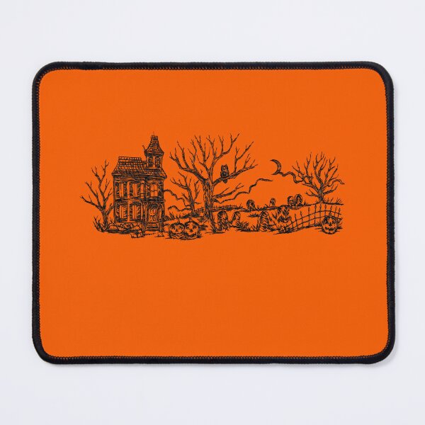 Item preview, Haunted House Halloween Vintage Spooky Gothic Pumpkin Owl Ink Sketch Art designed and sold by Elite Wall Art.