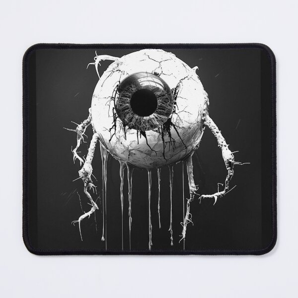 Item preview, Cracked Eyeball with Dripping Tendrils Black and White Surreal Gothic Horror Art designed and sold by inkoutninja.