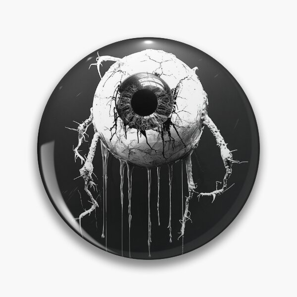 Item preview, Cracked Eyeball with Dripping Tendrils Black and White Surreal Gothic Horror Art designed and sold by inkoutninja.