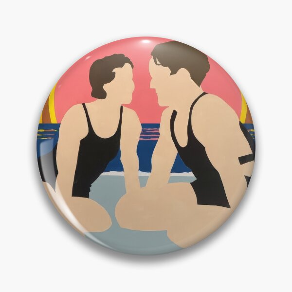 Item preview, Lonesome Love – Retro Rainbow Couple at the Beach designed and sold by halah bue.