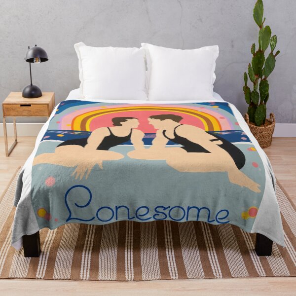 Item preview, Lonesome Love – Retro Rainbow Couple at the Beach designed and sold by halah bue.