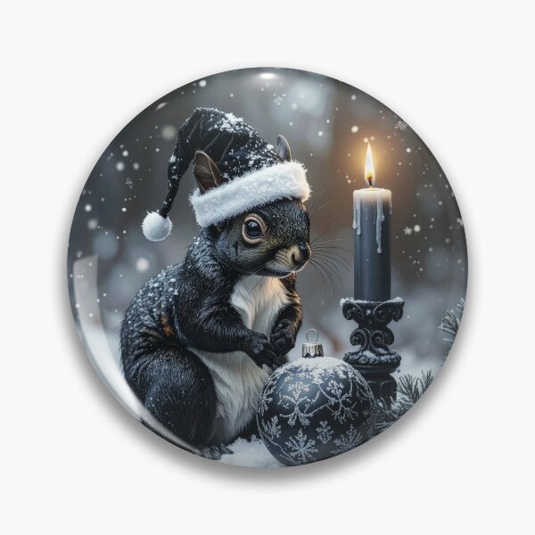 Item preview, Black Gothic squirrel with Christmas candle in the snow designed and sold by Mystic-Art-2.