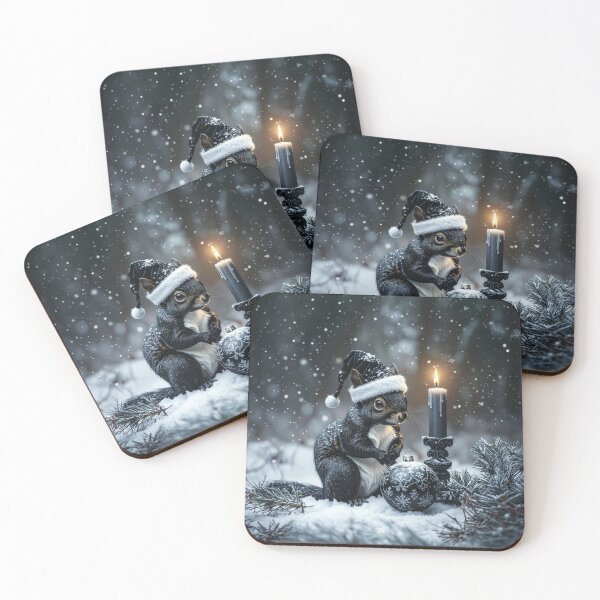 Item preview, Black Gothic squirrel with Christmas candle in the snow designed and sold by Mystic-Art-2.