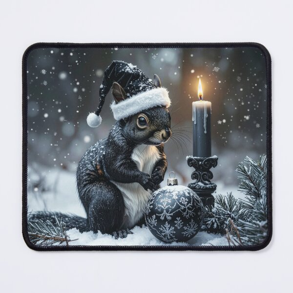 Item preview, Black Gothic squirrel with Christmas candle in the snow designed and sold by Mystic-Art-2.