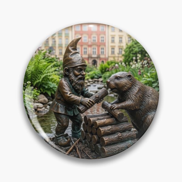Item preview, Wroclaw Gnome With Beaver – Bronze Garden Gnome Folk Art designed and sold by Purrfecta.