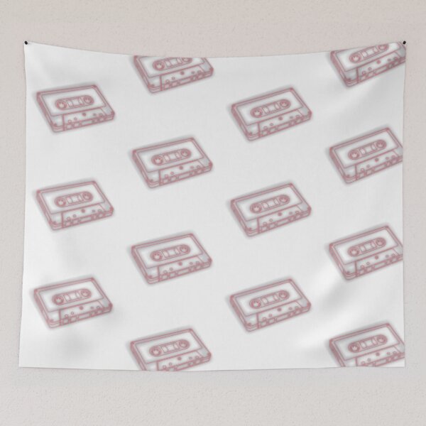 Item preview, Orange Neon Cassette Tape with Gray Glow Retro Art designed and sold by The Soapiest Goat.