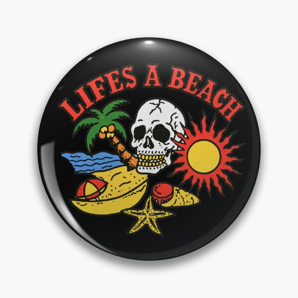 Item preview, Life's A Beach Skull Tattoo Design designed and sold by GrooveAndGlow.