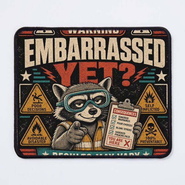 Item preview, Embarrassed Yet? Warning Label – Sarcastic Consequences Humor designed and sold by The People’s Punchline.