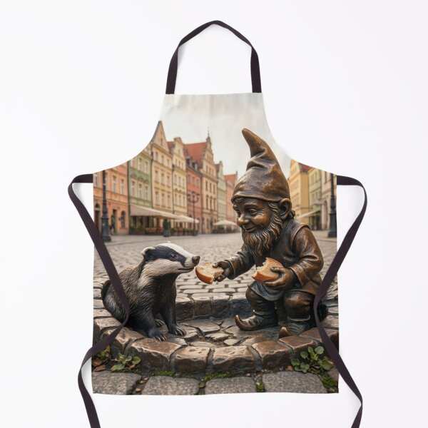 Item preview, Wroclaw Gnome With Badger – Bronze Garden Gnome Folk Art designed and sold by Purrfecta.