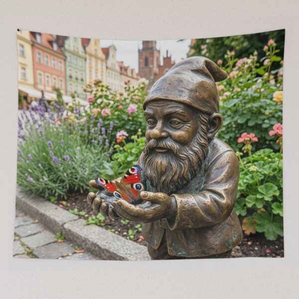 Item preview, Wroclaw Gnome With Butterfly – Bronze Garden Gnome Folk Art designed and sold by Purrfecta.