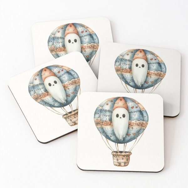 Item preview, Vintage Hot Air Balloon Ghost Cute Watercolor Cottagecore designed and sold by NotasCreativa.