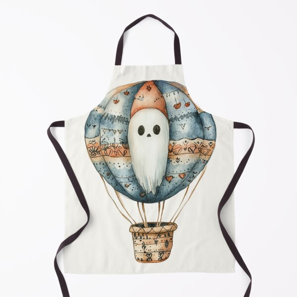 Aperçu de l'œuvre Fantôme en Montgolfière Vintage Aquarelle Mignonne créée et vendue par NotasCreativa.
