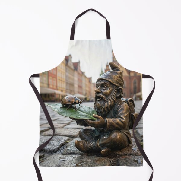 Item preview, Wroclaw Gnome With Ladybug – Bronze Garden Gnome Folk Art designed and sold by Purrfecta.