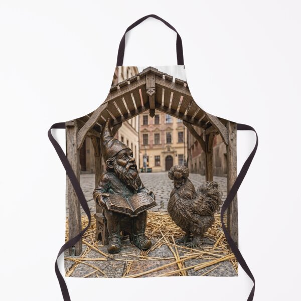 Item preview, Wroclaw Gnome With Silkie Chicken – Bronze Garden Gnome Folk Art designed and sold by Purrfecta.