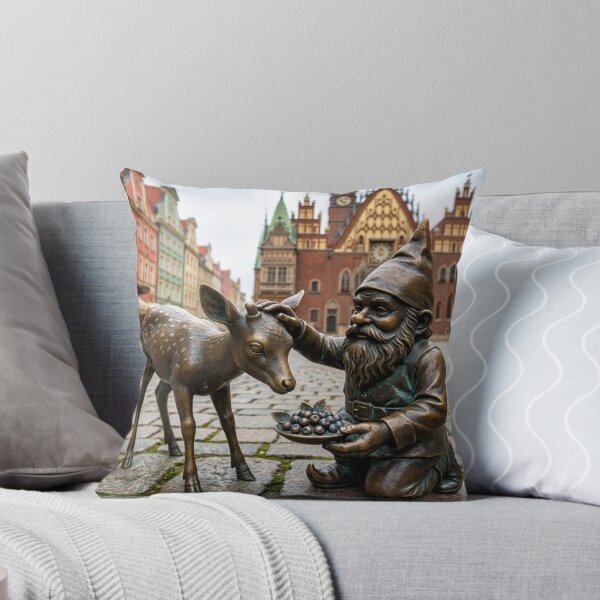 Item preview, Wroclaw Gnome With Deer – Bronze Garden Gnome Folk Art designed and sold by Purrfecta.