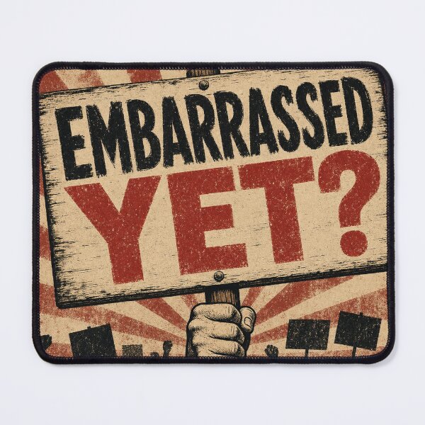 Item preview, Embarrassed Yet, Protest sign, Political Satire designed and sold by The People’s Punchline.