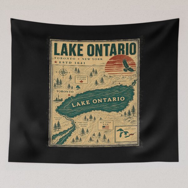 Item preview, Lake Ontario Vintage Map Toronto New York Estd 1641 Retro designed and sold by GiftsProShop.