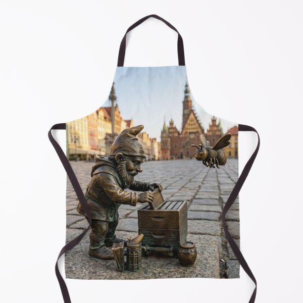 Item preview, Wroclaw Gnome With Bee – Bronze Garden Gnome Folk Art designed and sold by Purrfecta.