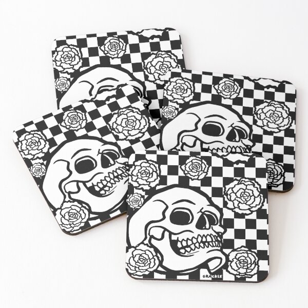 Item preview, Skull and Roses Checkerboard designed and sold by JanGrackle.