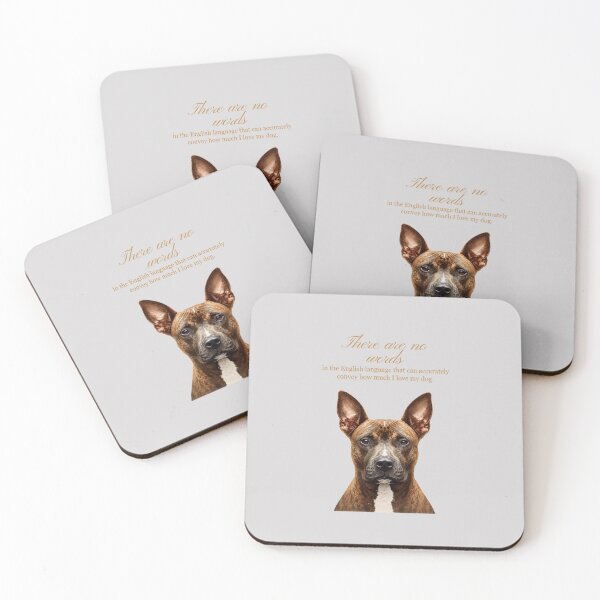 Item preview, Pitbull Basenji Mix Portrait Love Quote designed and sold by WaggingTailsCo.