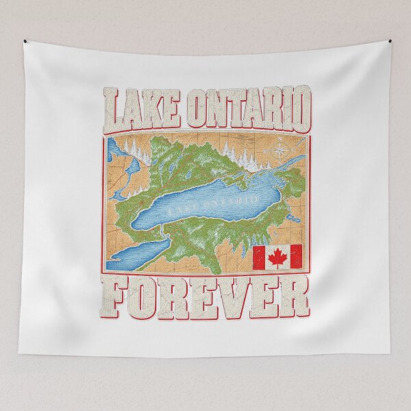 Item preview, Lake Ontario Forever Vintage Map Canada Flag Retro designed and sold by YasuoShop.