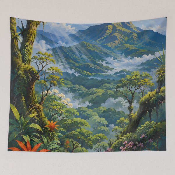 Item preview, Misty Tropical Cloud Forest Mountain Landscape designed and sold by GutyzDesignsES.