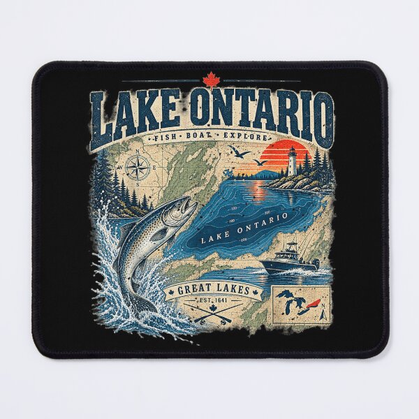 Item preview, Lake Ontario Vintage Fishing Great Lakes Design designed and sold by Abigaildixon92.