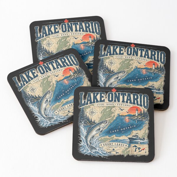 Item preview, Lake Ontario Vintage Fishing Great Lakes Design designed and sold by Abigaildixon92.