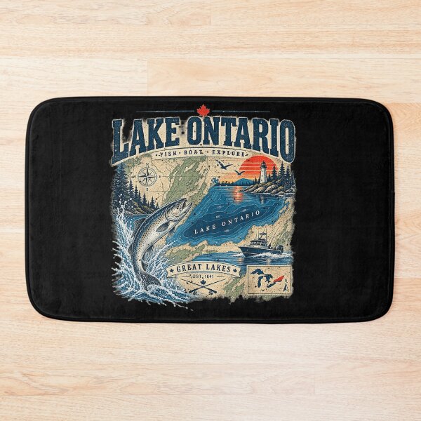 Item preview, Lake Ontario Vintage Fishing Great Lakes Design designed and sold by Abigaildixon92.