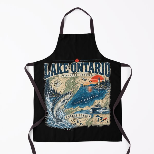 Item preview, Lake Ontario Vintage Fishing Great Lakes Design designed and sold by Abigaildixon92.