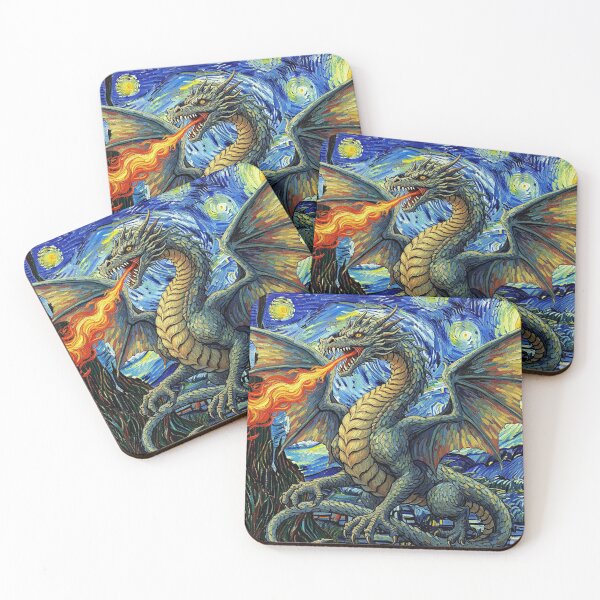 Item preview, Fire-Breathing Dragon Under Starry Skies designed and sold by Adrplatinium.