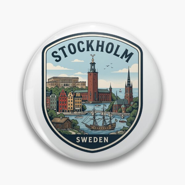 Item preview, Vintage Stockholm Sweden Travel Badge designed and sold by k3rstman1.