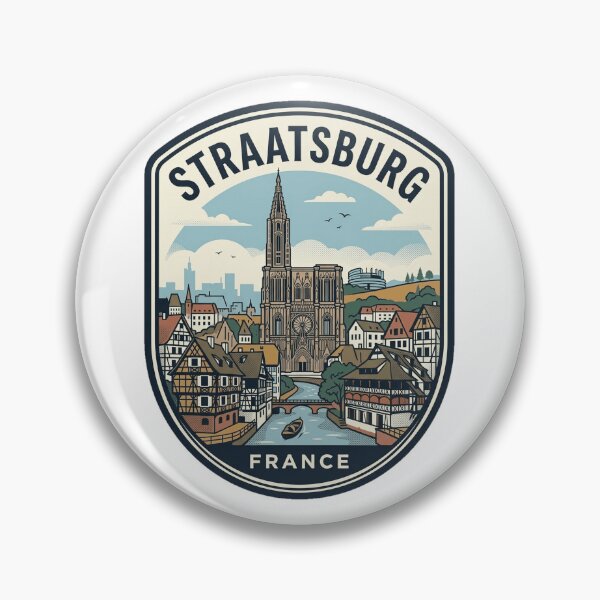 Item preview, Vintage Strasbourg France Travel Badge City Skyline designed and sold by k3rstman1.