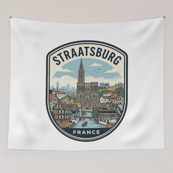 Item preview, Vintage Strasbourg France Travel Badge City Skyline designed and sold by k3rstman1.