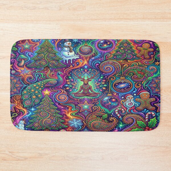Item preview, Vibrant Psychedelic Christmas Seamless Interlocking Tapestry designed and sold by Solomon-Ent-144.