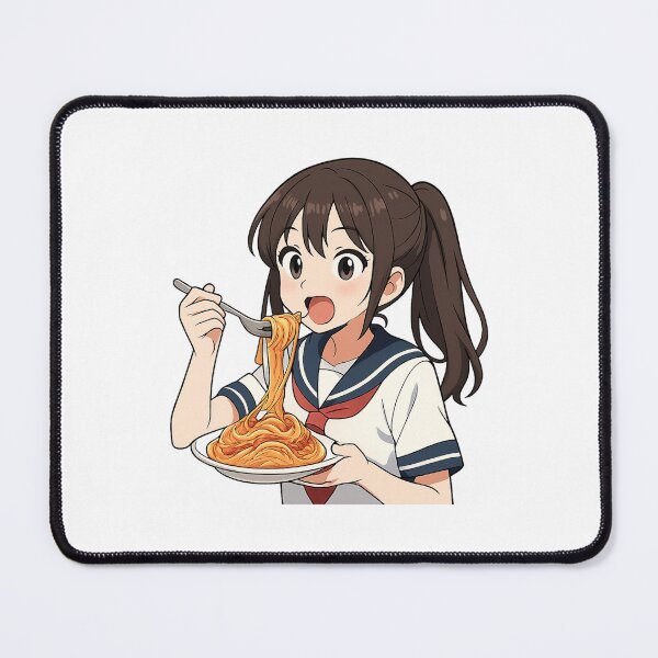 Item preview, Anime Schoolgirl Eating Spaghetti designed and sold by Vision Crafted.