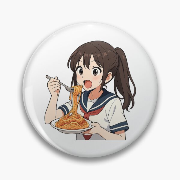 Item preview, Anime Schoolgirl Eating Spaghetti designed and sold by Vision Crafted.