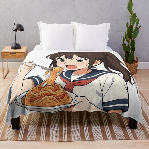 Item preview, Anime Schoolgirl Eating Spaghetti designed and sold by Vision Crafted.