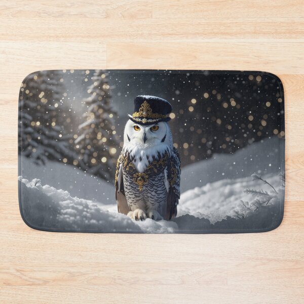 Item preview, White owl in the snow, baroque gold robe for Christmas designed and sold by Mystic-Art-2.