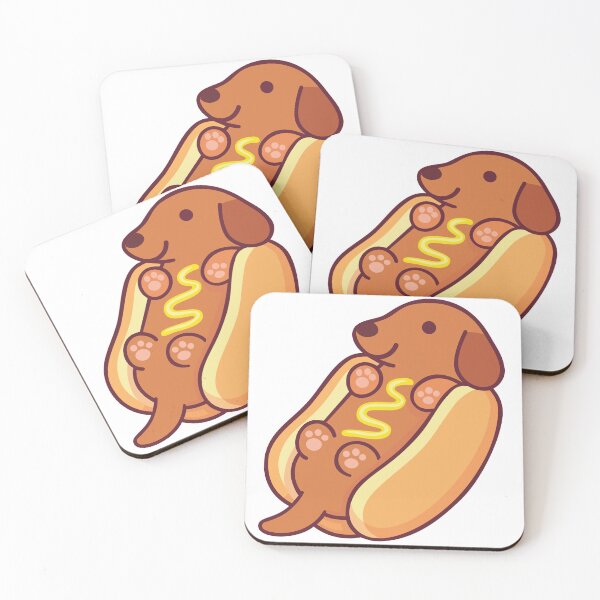 Item preview, Cute Kawaii Dachshund Wiener Dog Hotdog Funny Food Art designed and sold by CLUB SODA KID DESIGNS.