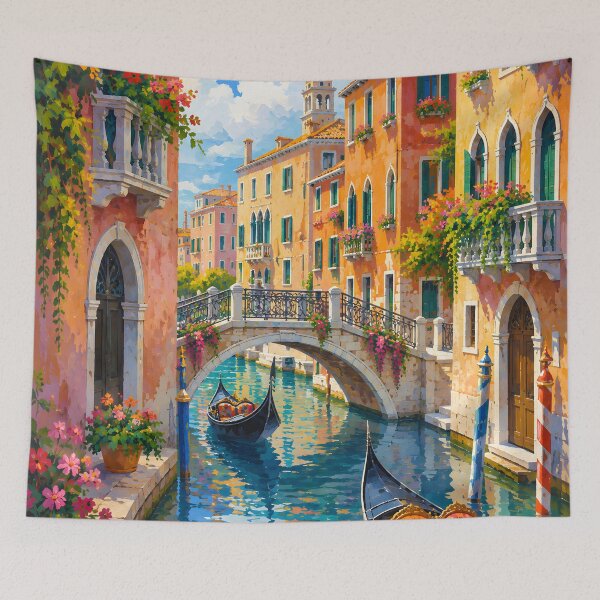 Item preview, Romantic Venice Canal with Gondolas and Colorful Italian Architecture designed and sold by GutyzDesignsES.