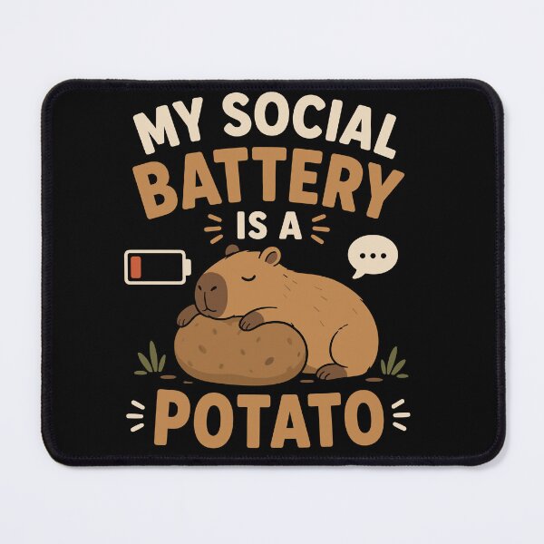 Item preview, My Social Battery Is A Potato Funny Capybara Introvert designed and sold by mraihan.