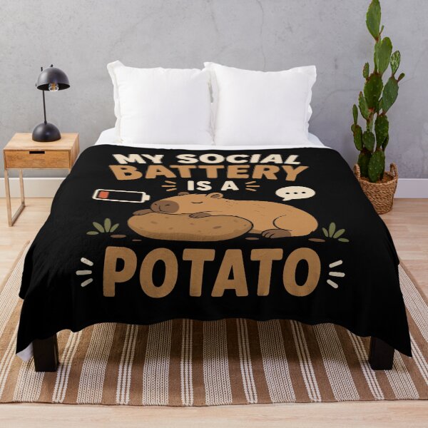 Item preview, My Social Battery Is A Potato Funny Capybara Introvert designed and sold by mraihan.