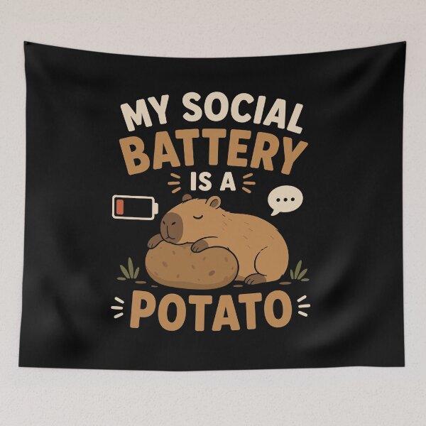 Item preview, My Social Battery Is A Potato Funny Capybara Introvert designed and sold by mraihan.