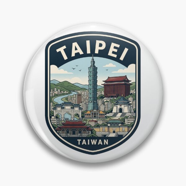 Item preview, Taipei Taiwan Skyline Vintage Travel Badge designed and sold by k3rstman1.