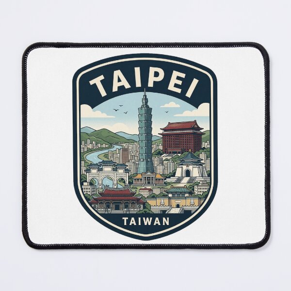 Artikelvorschau, Vintage-Reiseabzeichen mit Skyline von Taipeh, Taiwan entworfen und verkauft von k3rstman1.