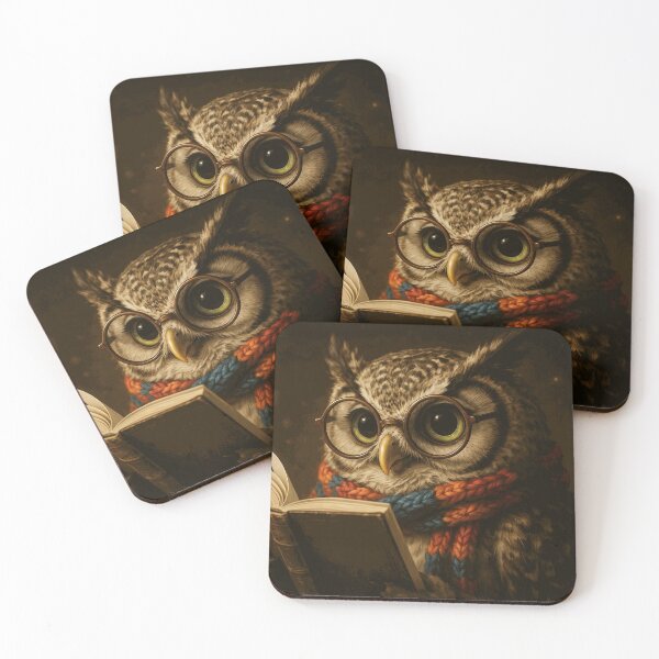 Item preview, Cute Owl Reading Vintage Book With Round Glasses designed and sold by CaldWinslyQA.