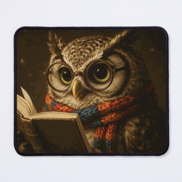 Item preview, Cute Owl Reading Vintage Book With Round Glasses designed and sold by CaldWinslyQA.