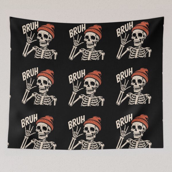 Item preview, BRUH Skeleton Wearing Orange Beanie Funny Halloween Retro  designed and sold by Zizo-DR44.